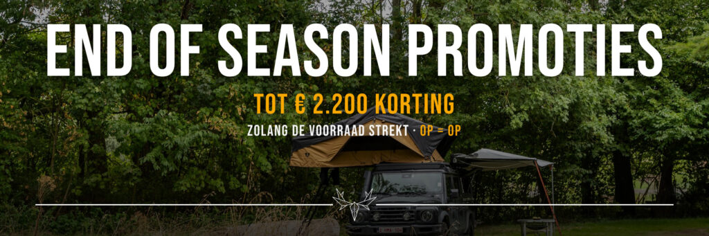 Rooftoptravel End of Season promoties op daktenten en accessoires zowel tweedekans en stock en showroom